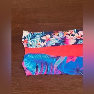 set of 3 Colorful Floral and Tropical Print Headbands